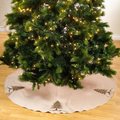 Tistheseason SARO 72 in. Round Gold Beaded Christmas Tree Skirt TI2658333